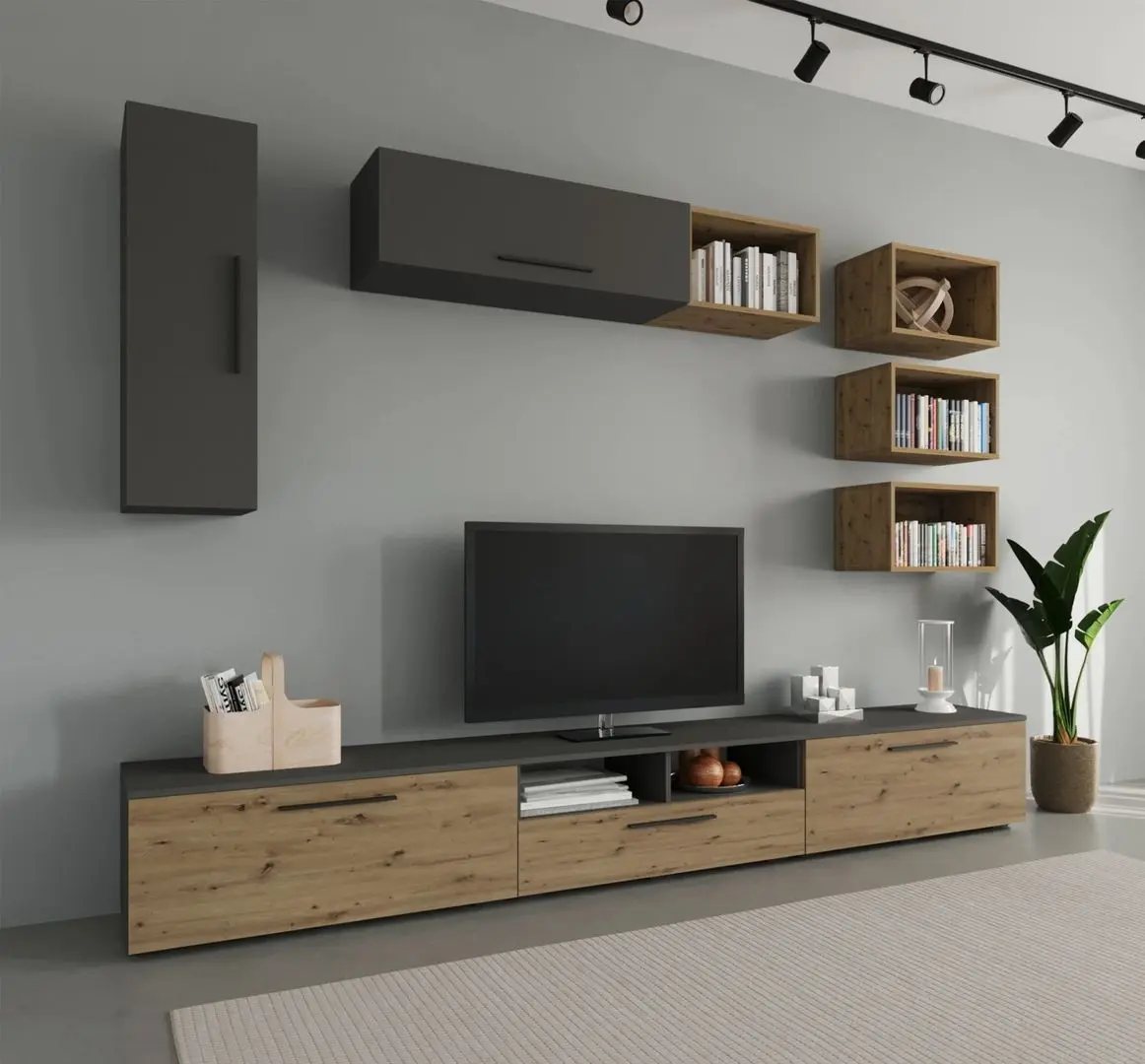 Гостиная Haaus Kos V5 2.85м (Anthracite/Artisan Oak)