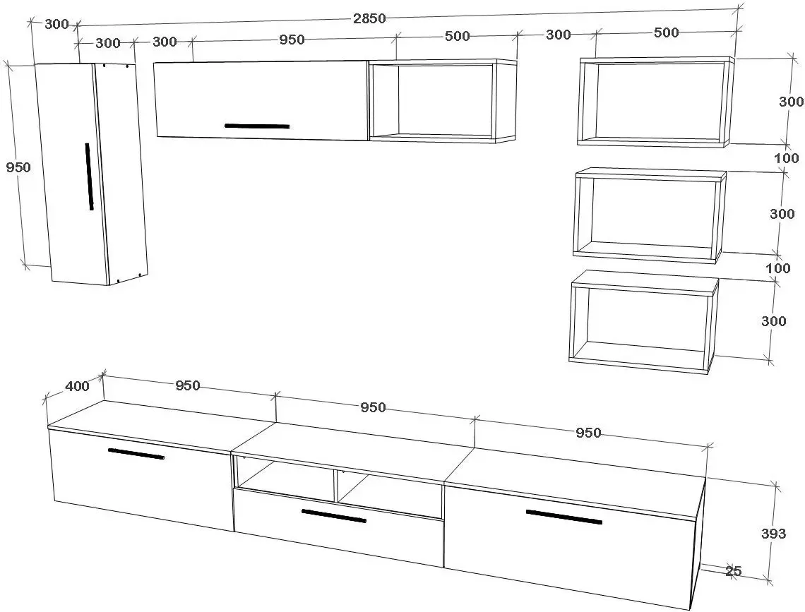 Living Haaus Kos V5 2.85m (Black/White Gloss)