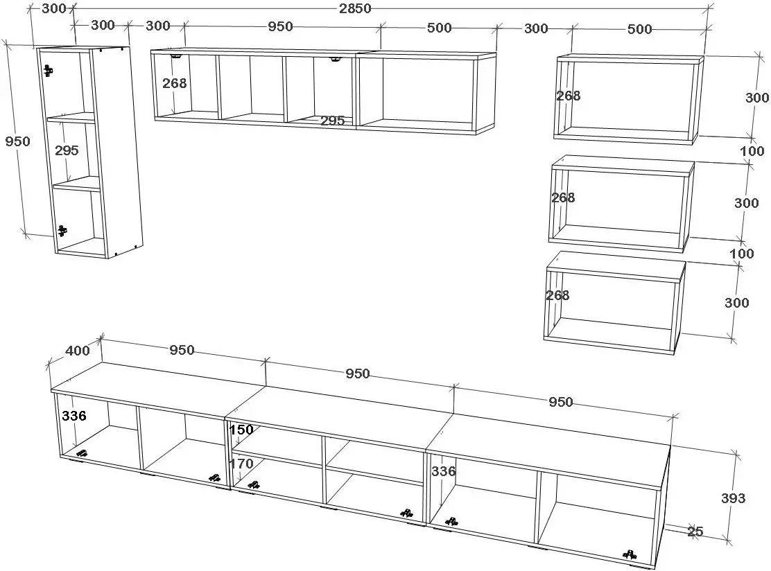 Living Haaus Kos V5 2.85m (Black/White Gloss)