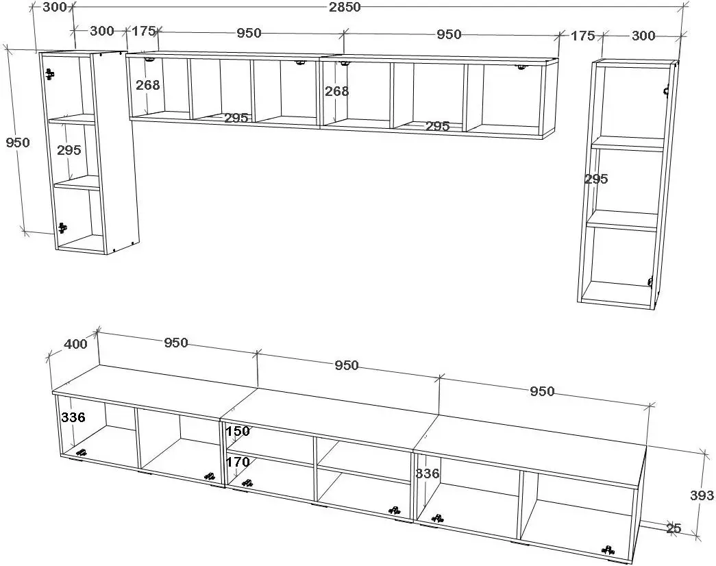 Living Haaus Kos V6 2.85m (Anthracite/Artisan Oak)