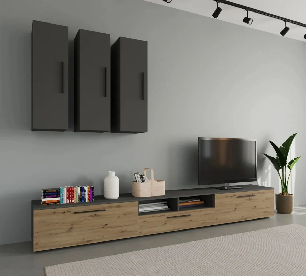 Гостиная Haaus Kos V7 2.85м (Anthracite/Artisan Oak)