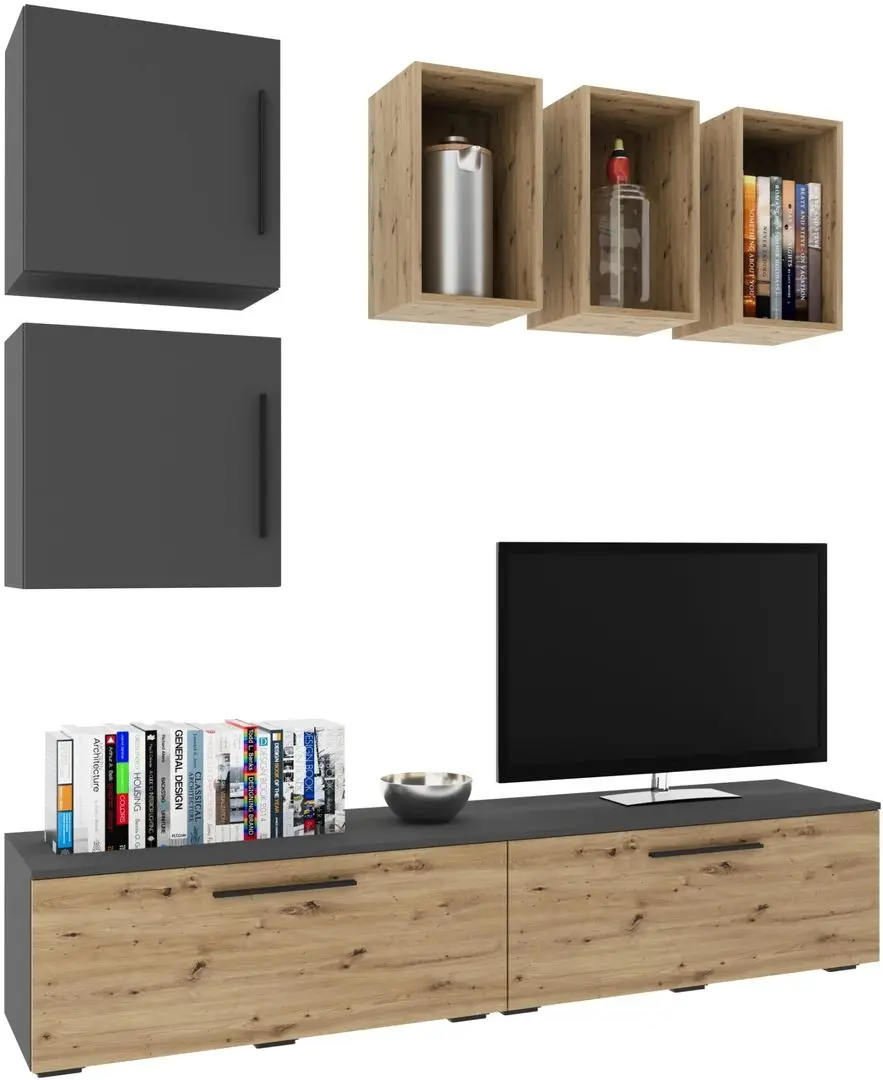 Living Haaus Kos V8 1.9m (Anthracite/Artisan Oak) - 2