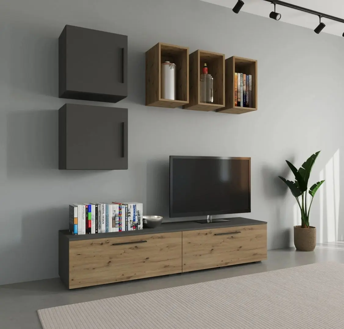 Living Haaus Kos V8 1.9m (Anthracite/Artisan Oak)