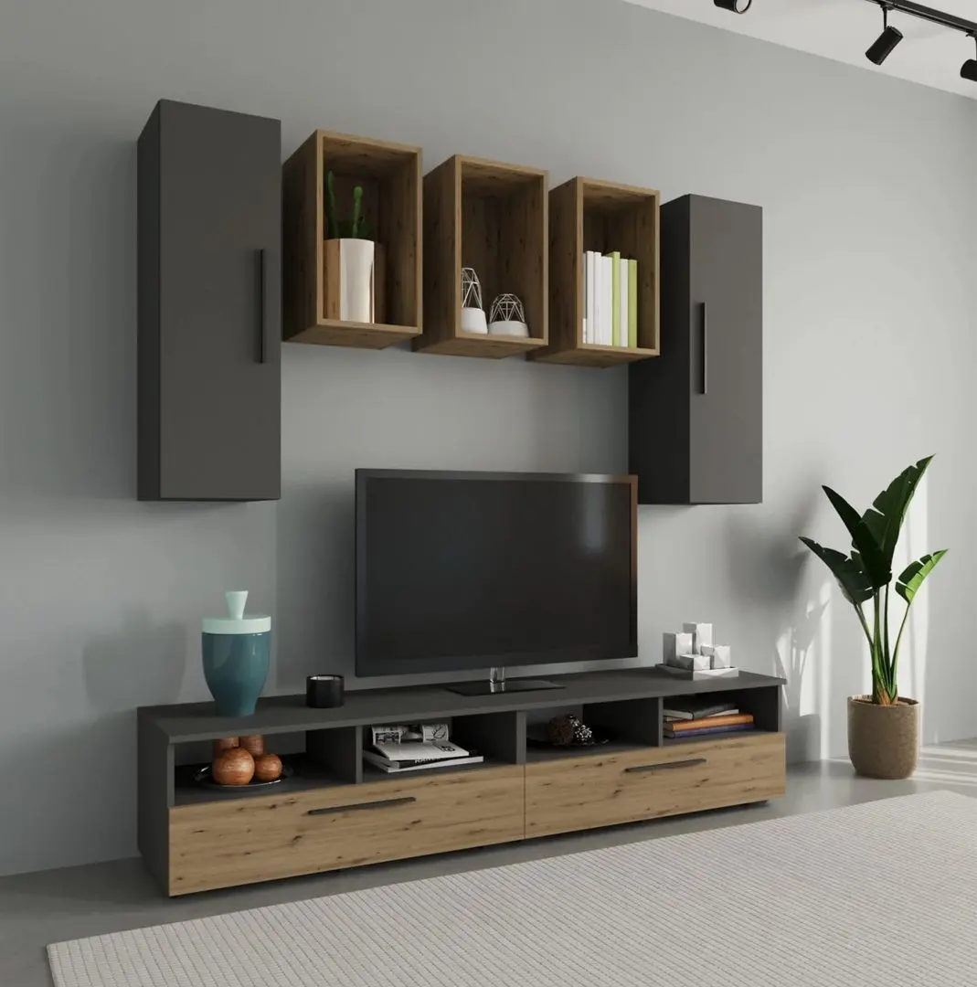 Гостиная Haaus Kos V9 1.9м (Anthracite/Artisan Oak)