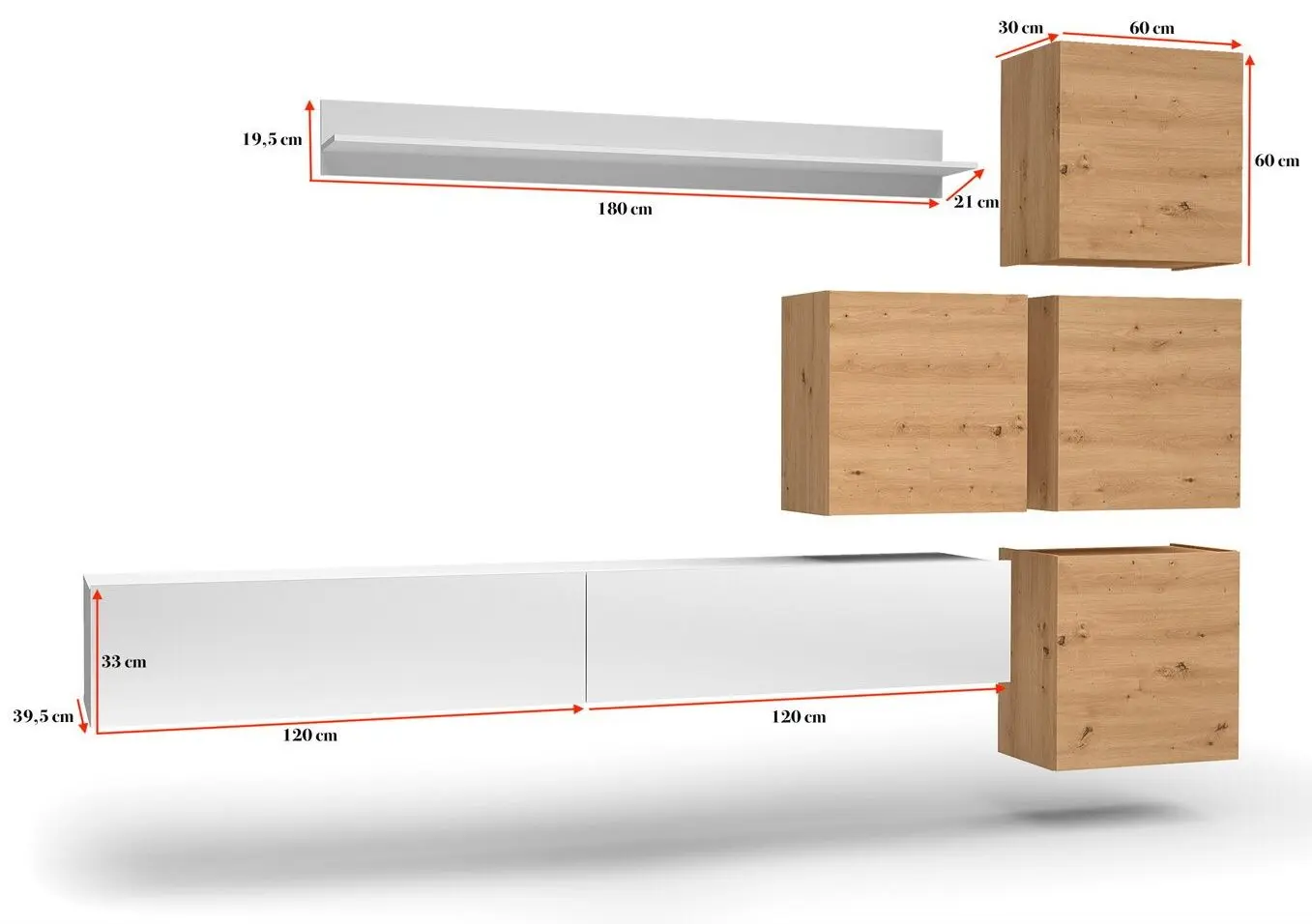 Living Halmar Lima 3.0m (White/Artisan Oak) - 2