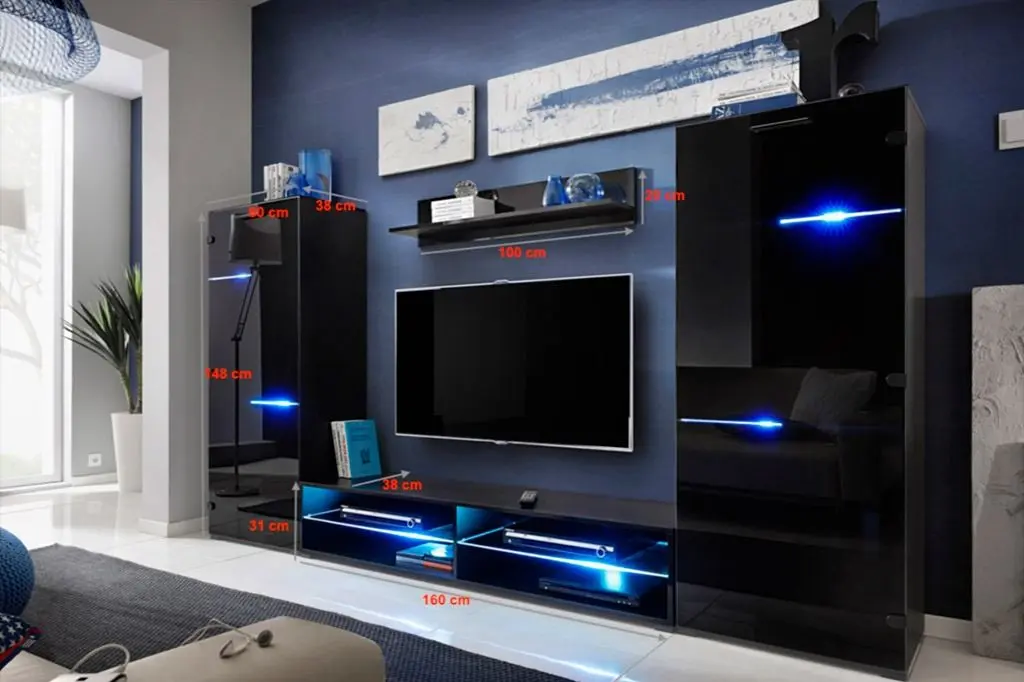 Living Halmar Modern 2.8м (Black/Black Gloss) - 2