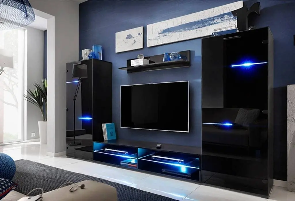 Living Halmar Modern 2.8м (Black/Black Gloss)