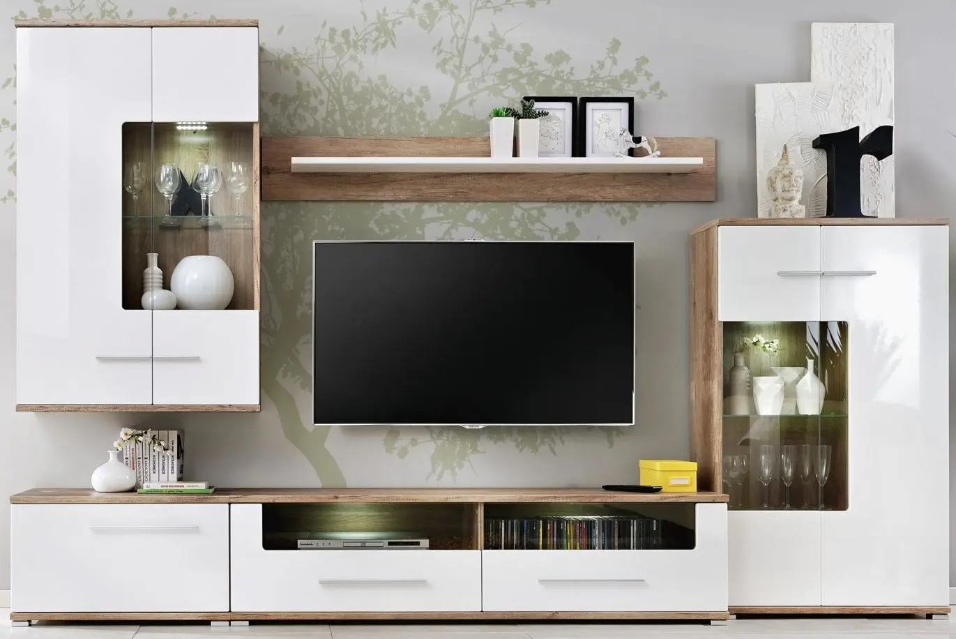 Living Halmar Saala (Matt Monument Oak/White Gloss)