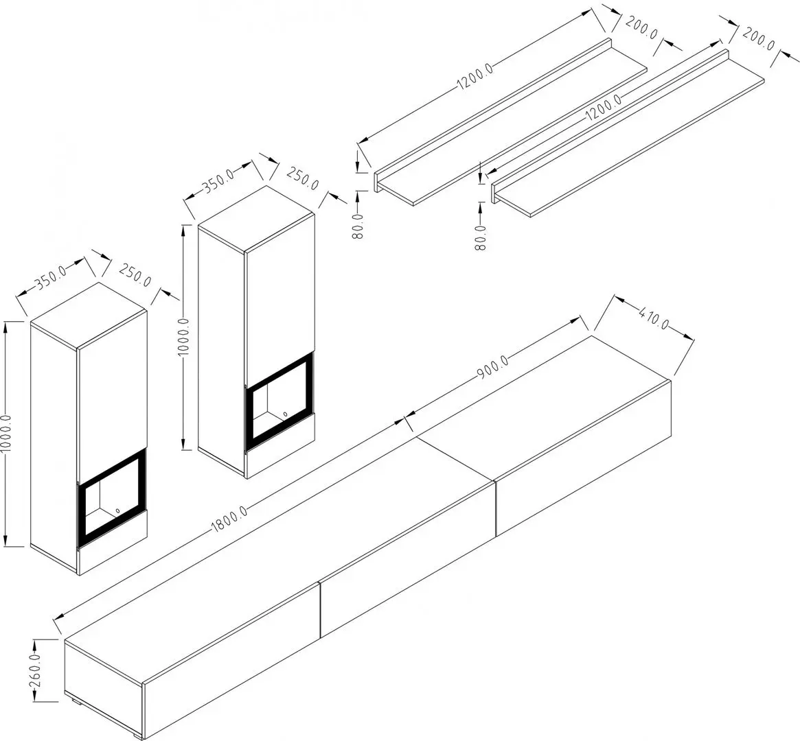Living Helvetia Athens №10 2.7m (Black Matt/Black Gloss)