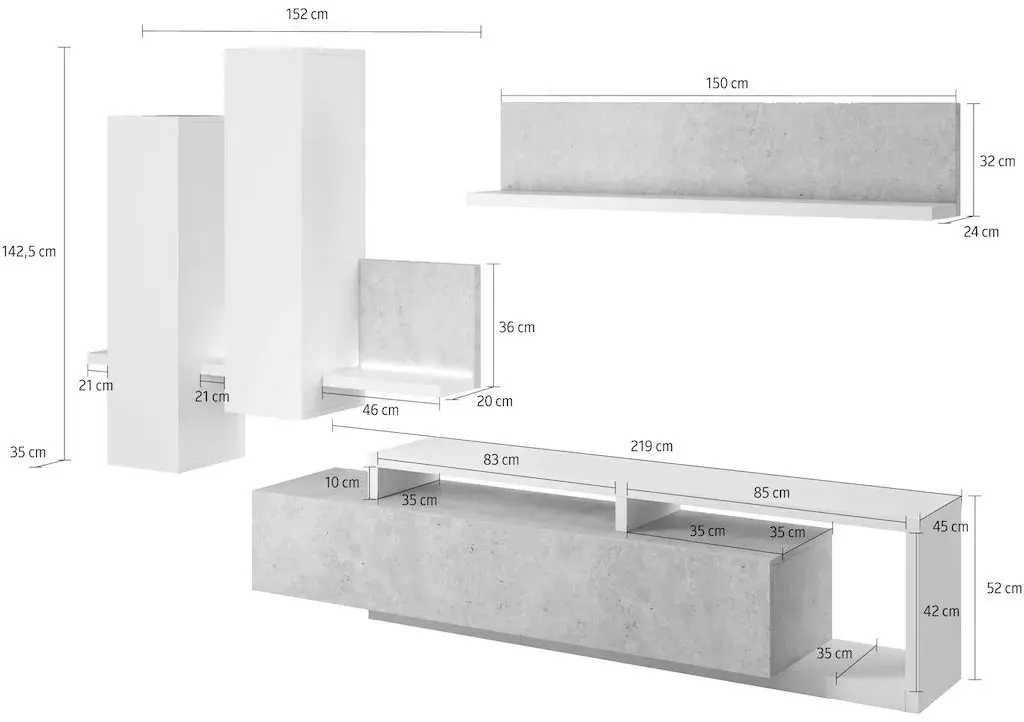 Гостиная Helvetia Bota №09 2.19м (White/Colorado Concrete)