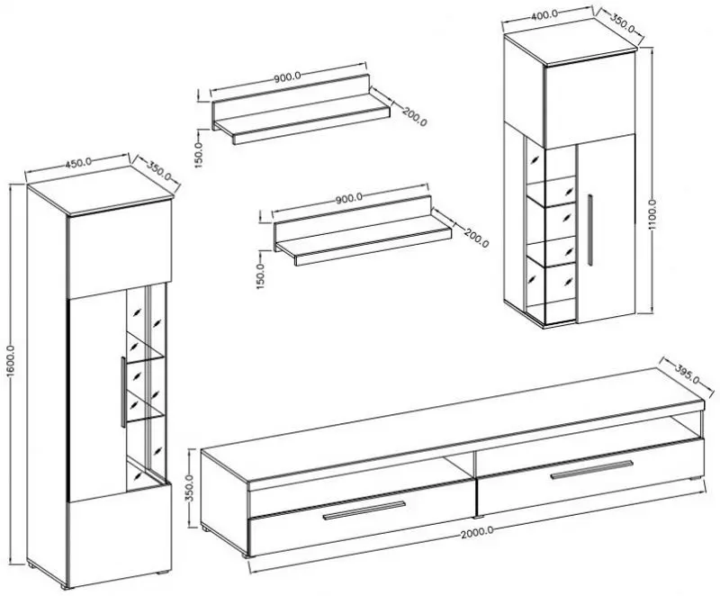 Living Helvetia India №10 2.45m (White/White Gloss)