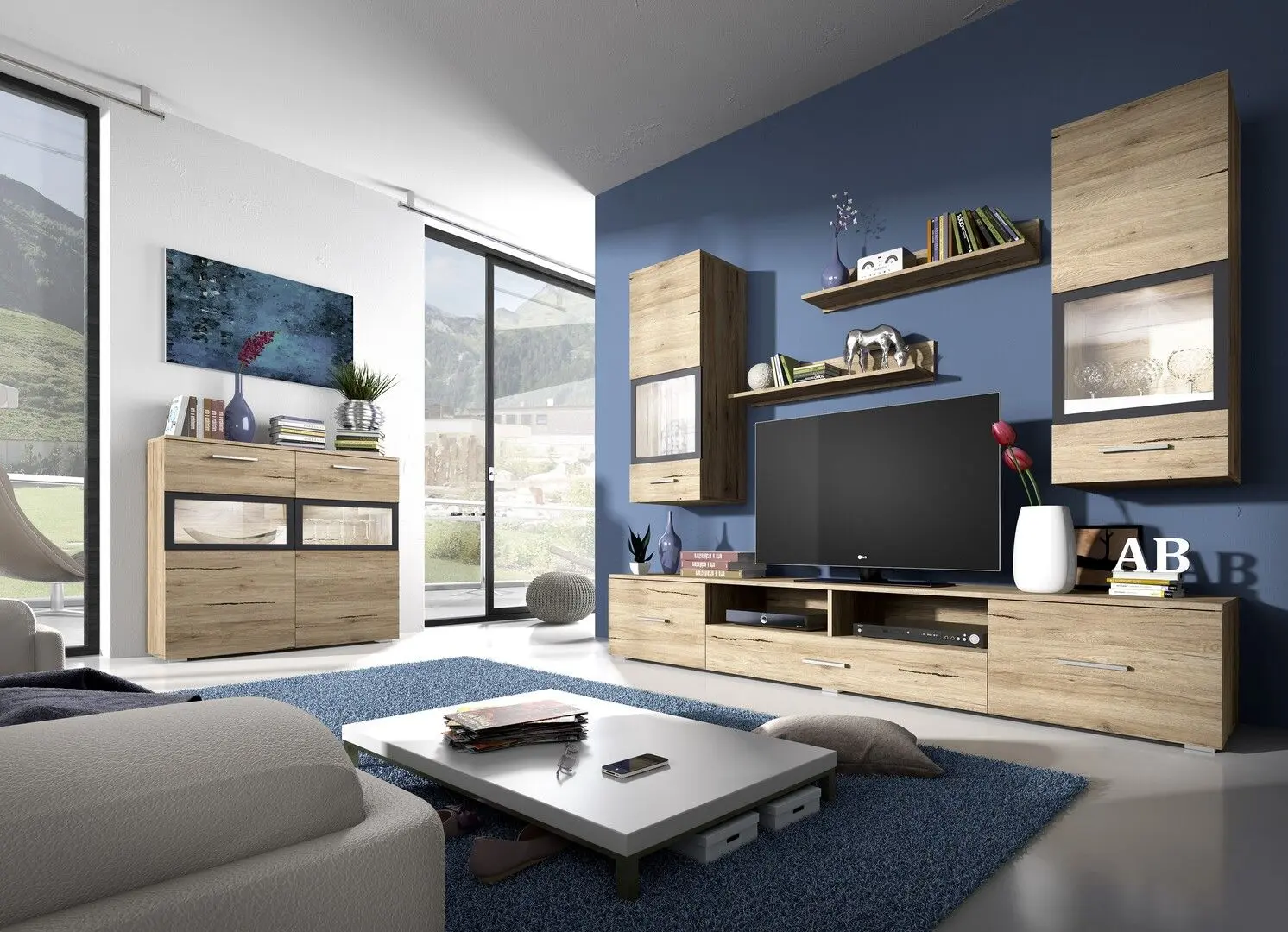 Гостиная Helvetia Sarah №09 2.1м (Sanremo Oak/Anthracite)