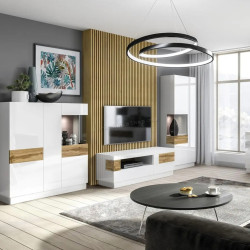 Гостиная Helvetia Silke (White/White Gloss/Wotan Oak)