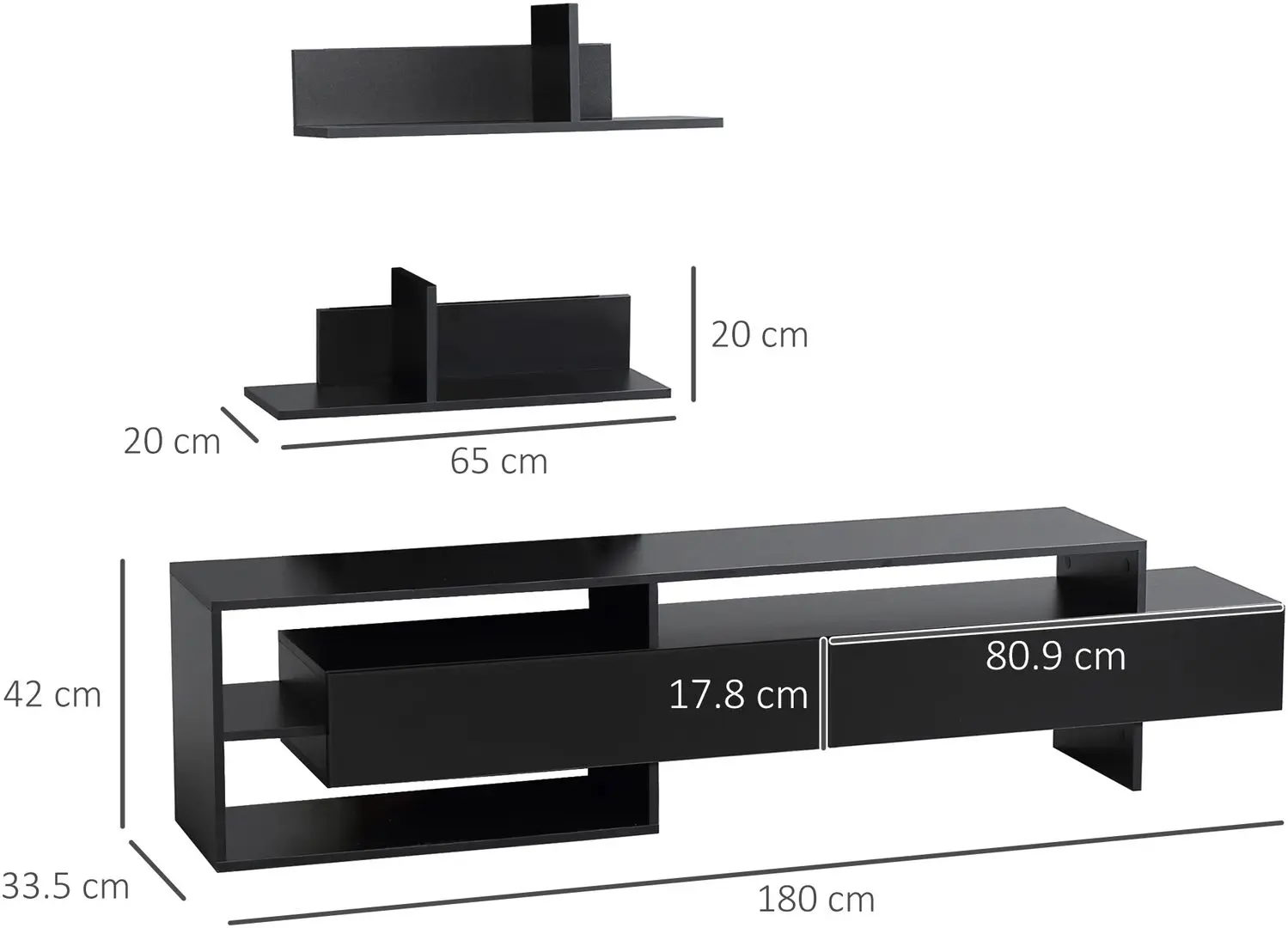 Living Homcom 839-416BK 180x33x42 cm (Black)