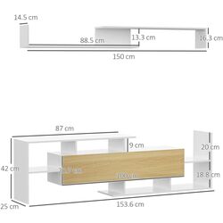 Гостиная Homcom 839-419MX 153x25x42 cm (White/Wood) Thumb