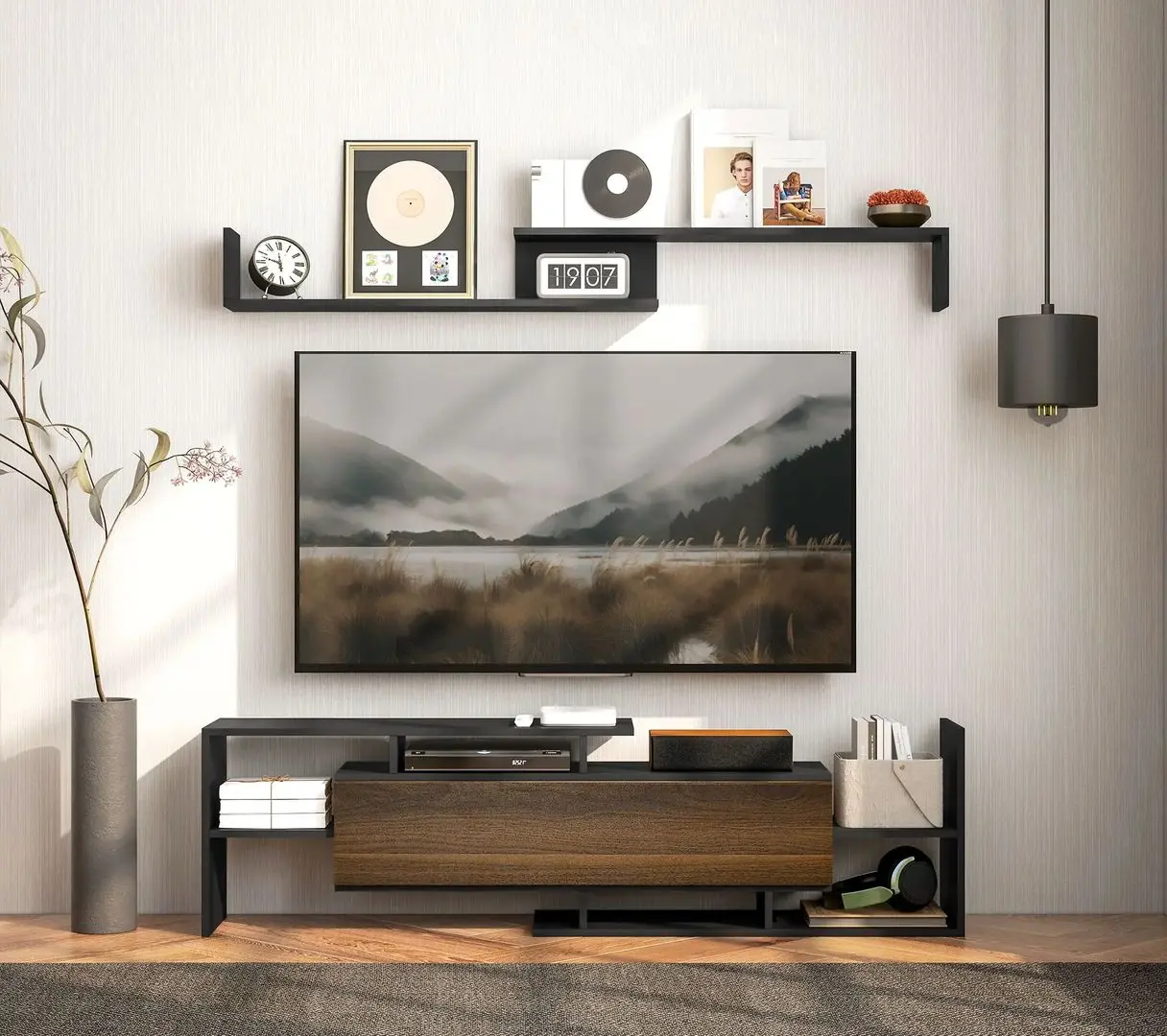 Living Homcom 839-419V01BK 153x25x42 cm (Black/Brown)
