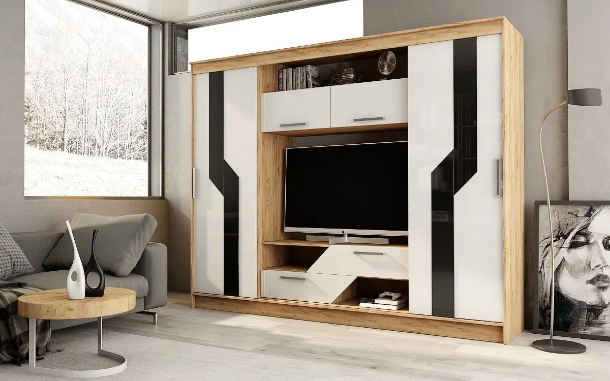 Гостиная Ideal Mobila Carmen (Sonoma Oak/White Gloss)