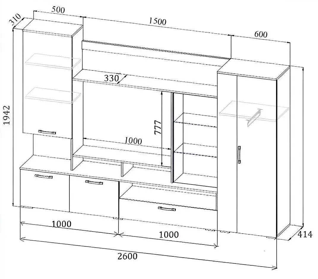 Гостиная Ideal Mobila Como (Wenge/White) - 2
