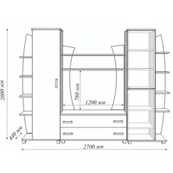 Гостиная Ideal Mobila Tiana 2.7м (Wenge/Birch) Thumb