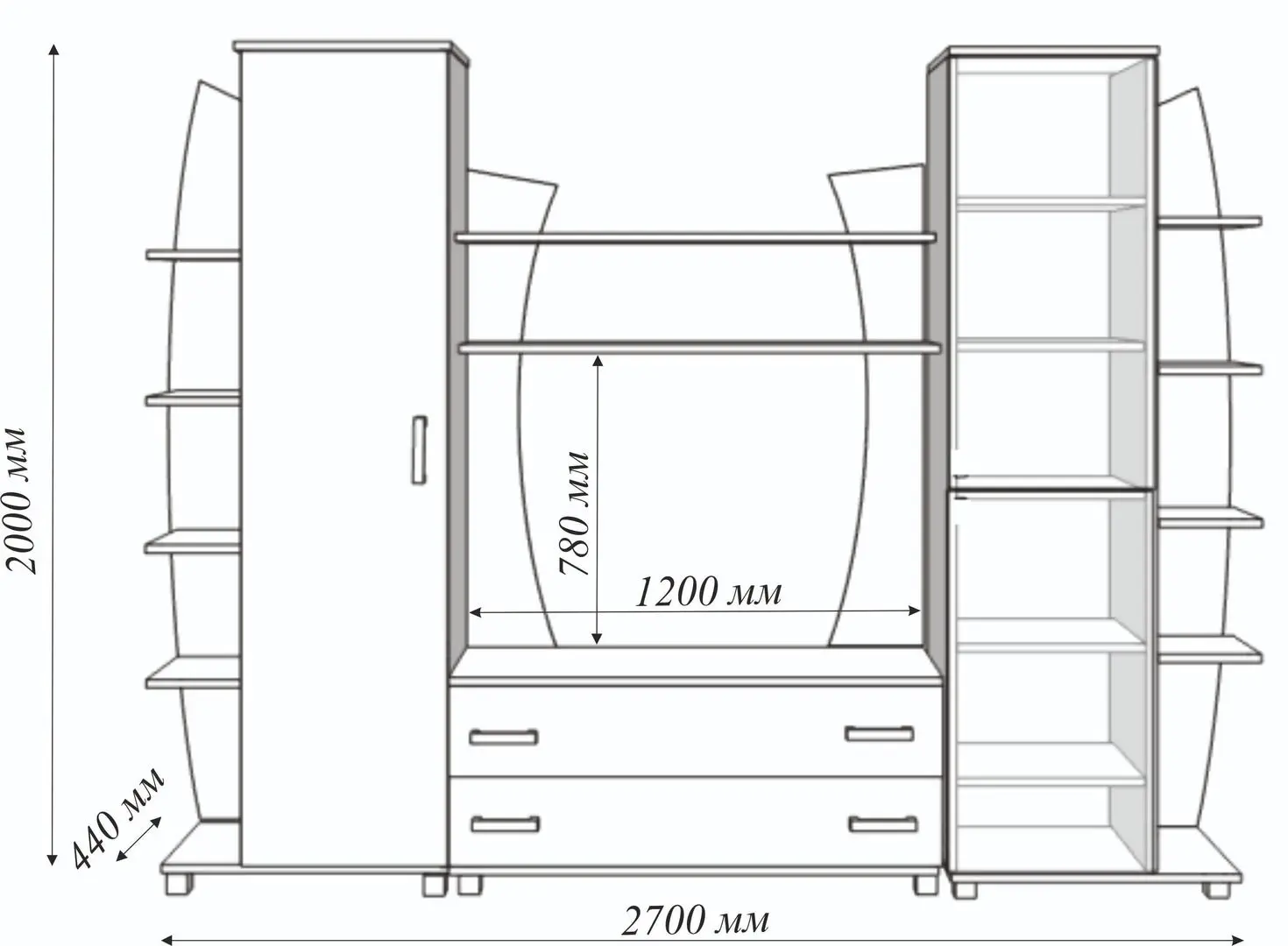 Гостиная Ideal Mobila Tiana 2.7м (Wenge/Birch) - 2