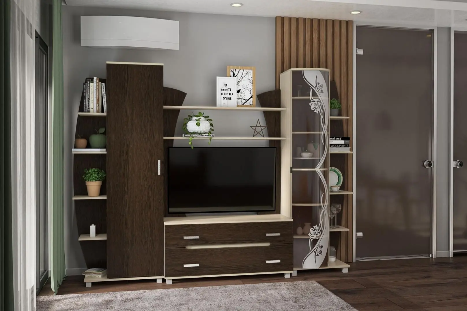 Гостиная Ideal Mobila Tiana 2.7м (Wenge/Birch)