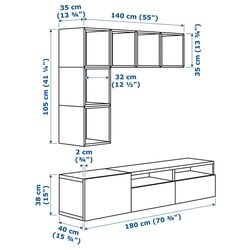 Living Ikea Besta/Eket 180x42x170 (Alb/Aspect Nuc) Thumb