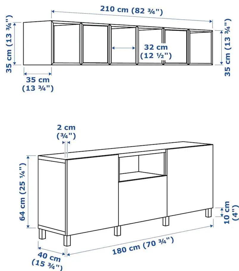 Living Ikea Besta/Eket 210x40x220 (Alb)