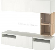 Living Ikea Besta/Eket sina sertar inchidere lina 180x42x166 (Alb/Selsviken Lucios/Alb)