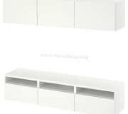 Гостиная Ikea Besta/Eket плавно-закрывающиеся направляющие 180x42x185 (Белый/Лаппвикен/Белый)