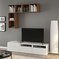 Гостиная Ikea Besta/Eket ящик c нажимными направляющими 180x42x170 (Белый/Имитация ореха)