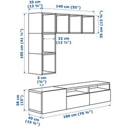 Гостиная Ikea Besta/Eket ящик c нажимными направляющими 180x42x170 (Белый/Имитация ореха) Thumb