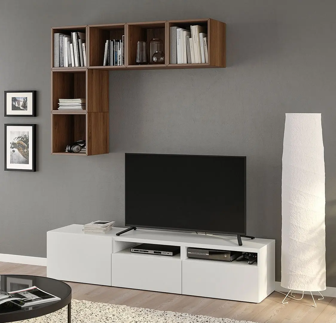 Гостиная Ikea Besta/Eket ящик c нажимными направляющими 180x42x170 (Белый/Имитация ореха)