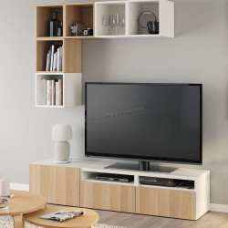 Гостиная Ikea Besta/Eket ящик c нажимными направляющими 180x42x170 (Белый/Имитация Состаренного Дуба)