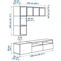 Living Ikea Besta/Eket glisiera sertar cu sistem apasare 180x42x170 (Alb/Aspect Stejar Antichizat) Thumb