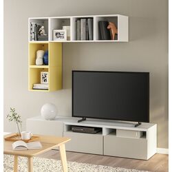 Living Ikea Besta/Eket glisiera sertar cu sistem apasare 180x42x170 (Alb/Galben deschis) Thumb