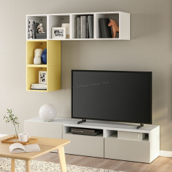 Living Ikea Besta/Eket glisiera sertar cu sistem apasare 180x42x170 (Alb/Galben deschis)