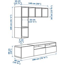 Living Ikea Besta/Eket glisiera sertar cu sistem apasare 180x42x170 (Alb/Galben deschis) Thumb