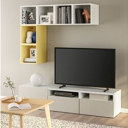 Living Ikea Besta/Eket sina sertar cu inchidere lina 180x42x170 (Alb/Galben deschis) Thumb