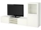 Living Ikea Besta/Hanviken sticla/glisiera sertar cu sistem apasare 240x42x129 (Alb)