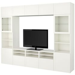 Living Ikea Besta/Hanviken sticla/glisiera sertar cu sistem apasare 300x42x231 (Alb) Thumb