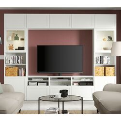 Living Ikea Besta/Hanviken sticla/glisiera sertar cu sistem apasare 300x42x231 (Alb) Thumb