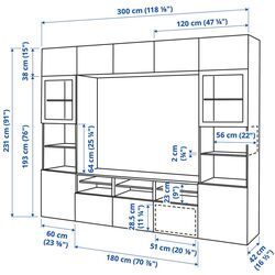Living Ikea Besta/Hanviken sticla/glisiera sertar cu sistem apasare 300x42x231 (Alb) Thumb