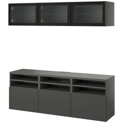 Гостиная Ikea Besta/Lappviken/Fallsvik плавно-закрывающиеся петли 180x42x192 (Антрацит/Темно-серый) Thumb