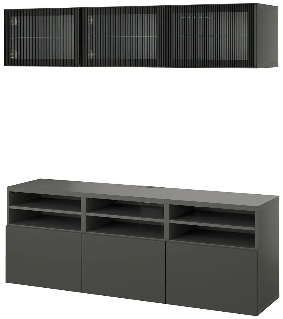 Гостиная Ikea Besta/Lappviken/Fallsvik плавно-закрывающиеся петли 180x42x192 (Антрацит/Темно-серый) - 3