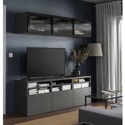 Гостиная Ikea Besta/Lappviken/Fallsvik плавно-закрывающиеся петли 180x42x192 (Антрацит/Темно-серый) Thumb