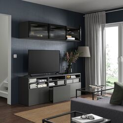 Гостиная Ikea Besta/Lappviken/Fallsvik плавно-закрывающиеся петли 180x42x192 (Антрацит/Темно-серый) Thumb