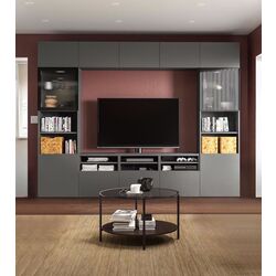 Living Ikea Besta/Lappviken/Fallsvik usi sticla/deschidere apasare 300x42x231 (Gri Inchis/Antracit)