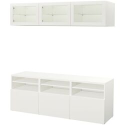 Гостиная Ikea Besta/Lappviken стекло/ящик c нажимными направляющими 180x42x192 (Белый) Thumb