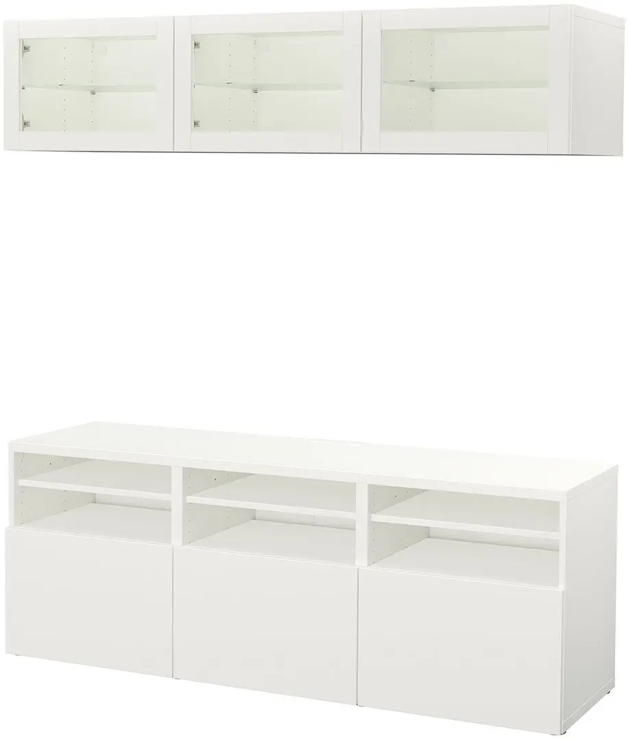Гостиная Ikea Besta/Lappviken стекло/ящик c нажимными направляющими 180x42x192 (Белый) - 2