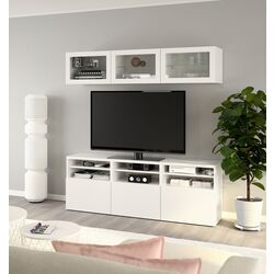 Гостиная Ikea Besta/Lappviken стекло/ящик c нажимными направляющими 180x42x192 (Белый) Thumb